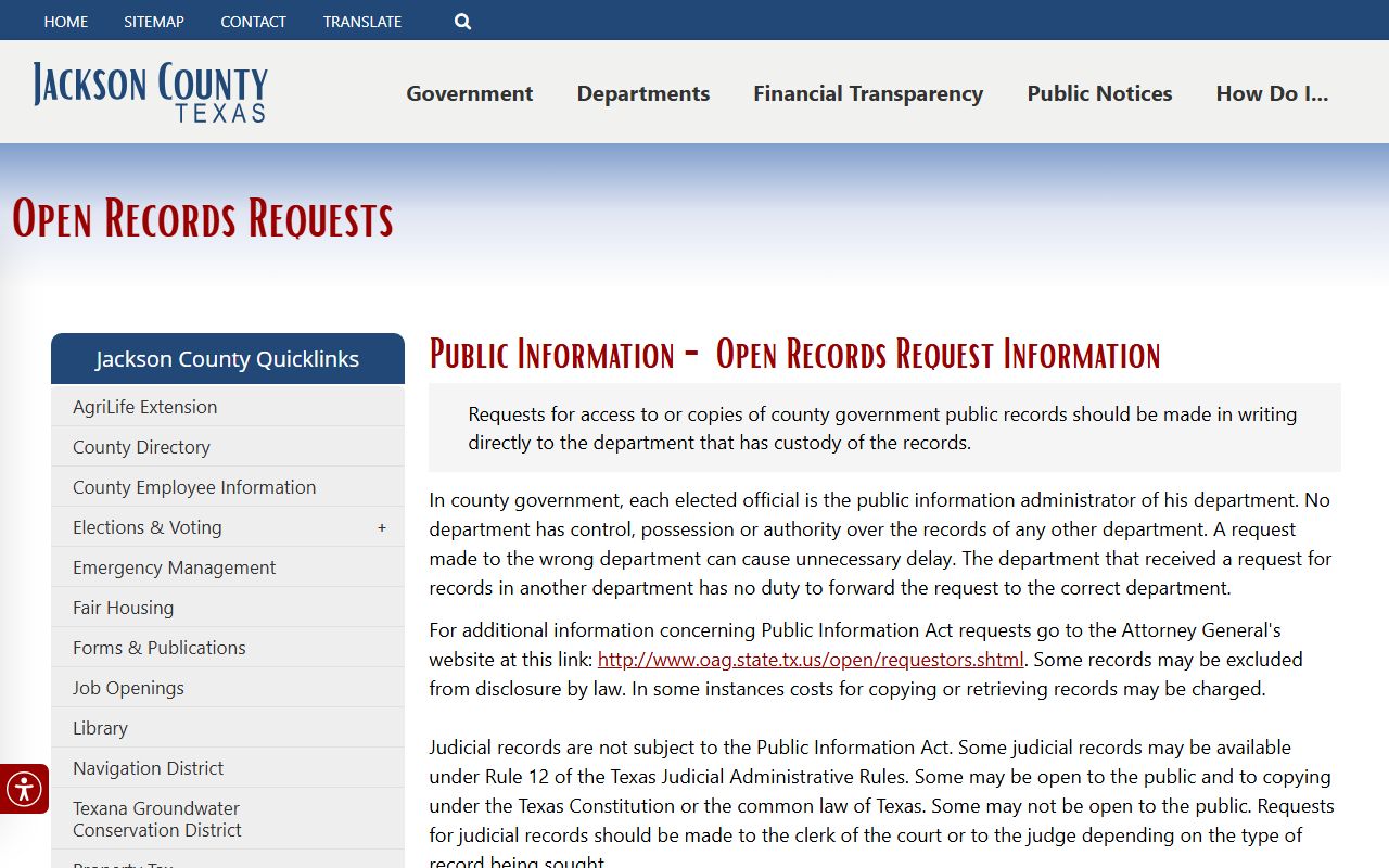 Jackson County inmate records public information request process