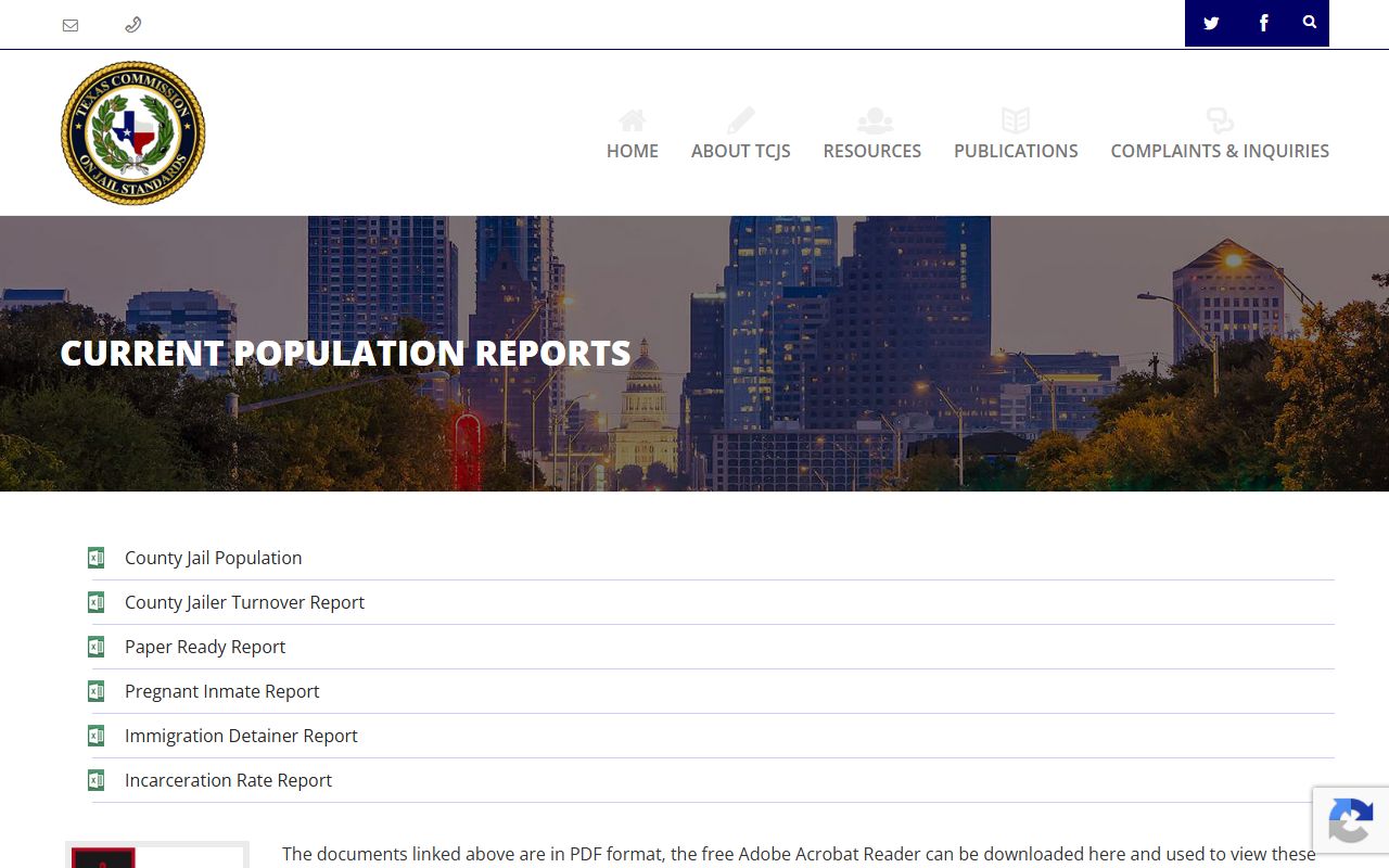 Jackson County inmate population TCJS population reports
